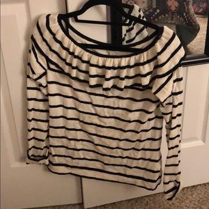 Striped J Crew Off-Shoulder Sweater